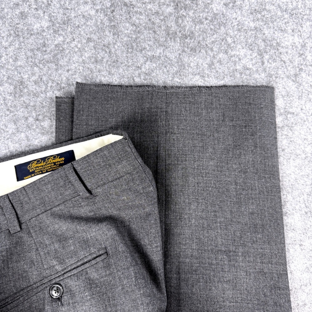 Deadstock Vintage 90s Brooks Brothers Wool Trousers Raw Hem 36x36 Gray USA Made